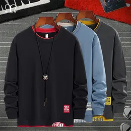 Märke Men Sweatshirts Spring Höst Hip Hop Streetwear Mens Pullover Sweatshirt Hoodies Patchwork Outwear Male Top 4XL 220315