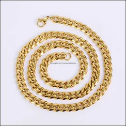 Pendentif Colliers Hip Hop Femmes Hommes Collier Cadenas Cubanas 18K Plaqué Or Épais Chaîne À Maillons Cubains En Acier Inoxydable Drop Delivery303Q