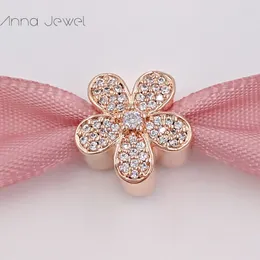 Brak koloru Błyskanie Solid Róża Złota Olśniewająca Daisy Clear CZ Pandora Charms dla Bransoletki DIY Jewlery Dokonywanie Luźne Koraliki Srebrna Biżuteria Hurtownie 781480 R