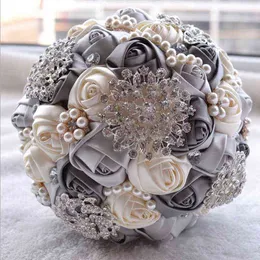 Kadınlar için Hediyeler 1 PC/Lotartfial Düğün Buketleri El Yapımı Çiçek Rhinestone Nedime Kristal Gelin Düğün Buket de Mariage