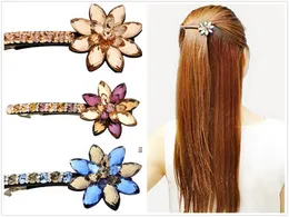 مقاطع الشعر المشابك الأزياء الزهور مجوهرات كليب للنساء مشرق الكريستال الملحقات الفقرة كابيلو دبوس الشعر