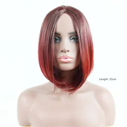 Burgundy Short Synthetic Wig Simulation Human Hair Wigs Hairpieces BOBO pelucas de cabello natural corto K84