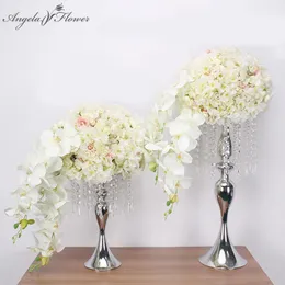 Curstom 30 / 35cmチェリー蘭の蘭の花張りの花の装飾のためのパーティーの結婚式の背景のテーブルの中心深さシルクフラワーBouquet1