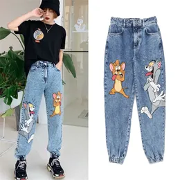 Cartoon Printing Spring Women Jeans Casual Loose High Waist Denim Byxor Byxor Vintage Pant Calca Jeans Feminina LJ200811