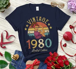 Vintage 1980 Limited Edition Retro Womens T-shirt Funny 41st Birthday Idea Grandmom Mom Wife Girl Harajuku Drop