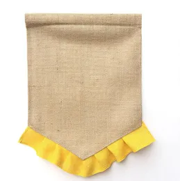 Burlap Garden Flags Diy Blank Ruffle Banners Flagga Påsk Jute Portable Hängande Färg Flagga För Garden Dekorationer Design 14 Färger KKB3814