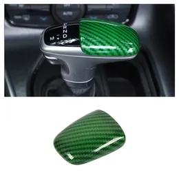 ABS Gear Shifter Knopp Trim Green Carbon Fiber för Dodge Challenger / Laddare 2015 Upp Bilinteriör Tillbehör