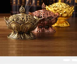 7 cm Height Tibetan Lotus Incense Burner Alloy Bronze Mini Incense Burner Metal Craft Home Decor 3 Colors SN3653