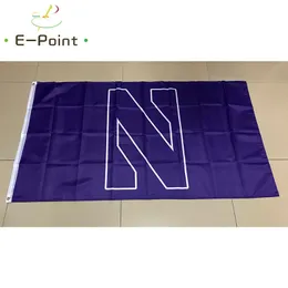 NCAA Northwestern Wildcats Flagats 3 * 5ft (90 سنتيمتر * 150 سنتيمتر) البوليستر العلم راية الديكور تحلق المنزل حديقة العلم هدايا احتفالية