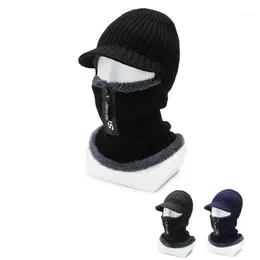 Homens de inverno chapéu de malha com zíper moda quente lã balaclava boné térmico pelúcia unisex ski hood montando máscara de ciclismo máscaras de ciclismo