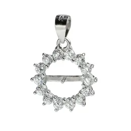 Rensa kubikzirkoniumoxid omgiven cirkel 925 Sterling Silver Pendant Blank för pärlor Hängsmycke 5 stycken