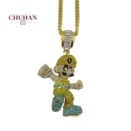 CHUHAN Hip Hop Schmuck Geschenk Luxus Voller Kubikzircon Anhänger Unisex Cartoon Anime Charakter Halskette Großhandel J459 Y1220