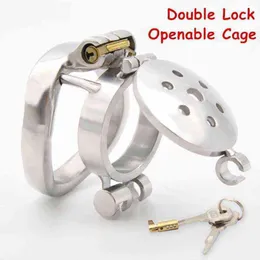 NXY Chastity Device 2022 NEW Double Lock Flip Glans täcker manöppningsbar kuk bur Ring SM Fetish Vuxen Sexleksaker Penis Toy1221