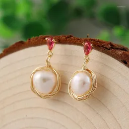 Dangle & Chandelier Coeufuedy Genuine Pearl Drop Earrings Baroque Fresh Water For Women Engagement Fine Jewelry Handmade Gift1