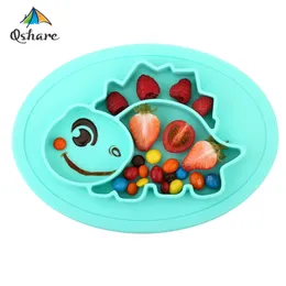 QSHARE Bebek Yemekleri Silikon Bebek Kaseler Plaka Sofra Çocuk Gıda Tutucu Tepsi Çocuk Gıda Konteyner Placemat Bebek Besleme LJ201019