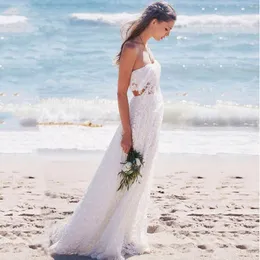 Full Lace Beach Wedding Dress 2021 Summer Sweetheart Sexy Backless Boho Bride Gowns A Line Vestidos De Novia
