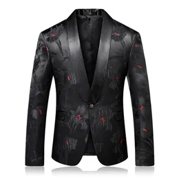 Czarny Czerwony Blazer Slim Masculino Suknie Uomo Prom ślubny Blazers Pojedynczy przycisk dla Mężczyzn Elegancka Kurtka 201106