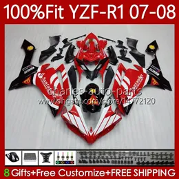 Oem karosseri 100% passform för yamaha yzf-r1 yzf1000 yzf r 1 1000 cc 07-08 moto body 91no.22 yzf r1 1000cc yzfr1 07 08 yzf-1000 2007 2008 Injicering Mold Fairing Kit Santander Red Blk