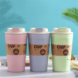 ECO Przyjazne śniadanie Kubki wielokrotnego użytku Uszczelnienie Bambusa Włókno Handy Cups Student Przenośna herbata z Mleko Water Cup 420ml przez morze RRB14204