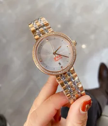 Klasyczne Kobiety Geometryczne Okrąg Wrist Watch Sapphire Ze Stali Nierdzewnej Rhinestone Kwarcowe Zegarki Kobiet Sport Kalendarz Zegar 38mm