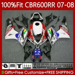 Bodys de Molde de Injeção para Honda CBR 600F5 600 RR CC F5 07-08 Bodywork 70No.25 CBR-600 CBR600 RR CBR600RR 07 08 Branco azul vermelho CBR600F5 CBR 600RR 600CC 2007 2008 Fairing OEM