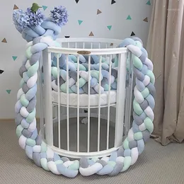 Bebê cama protetor pára-choques recém-nascido 4 torção puro algodão tecer nó de pelúcia decoração bola protetor infantil quarto cama decoração1