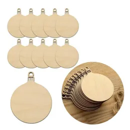 50 pcs diy bolas de natal de madeira artesanato decoração pendurado tag tag de casamento suprimentos de festa de casamento acessórios de artesanato y200903