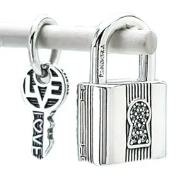 Asma Kilit ve Anahtar Dangle Charm Gümüş Pandora Charms Bilezikler DIY Takı Yapımı Kitleri Gevşek Boncuk Gümüş Toptan 790088C01