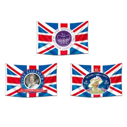 150cm x 90cm Platinum Jubileum av Elizabeth II Flag Banner 70th Anniversary 2022 Union Jack Flagga för Street Party Souvenir