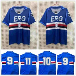 1990 1991 Sampdoria Mancini Vialli 홈 축구 유니폼 1990 1991 Maglie da Calcio 89 90 Sampdoria Retro Vintage 클래식 축구 셔츠