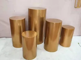 5pcs Electric Gold Mirror Iron Material Round Party Decoration Cylinder Party Wedding Decorations Plinth