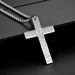 Gold black scriptures Cross Necklace Stainless steel Gold chains Cross Pendant women mens fashion jewelry will and sandy gift