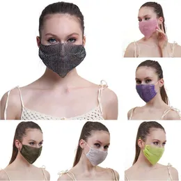 Diamond Masks Ladies Sunblock Face Mask Fishing Net Rhinestone Glittering Mask Breattable Outdoor Fashion Adult Protective Masks WMQ CGY749
