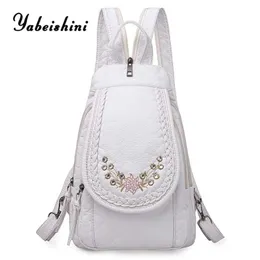 Качественный рюкзак для женщин Высокая белая кожаная рюкзак школьная сумка для девочек-подростков женский туристический рюкзак mochila 202211