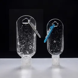 30ML 60ML empty refillable Flip Cap Bottle with Key Ring Hook Transparent Plastic Hand Sanitizer Bottle for Travel,business trip