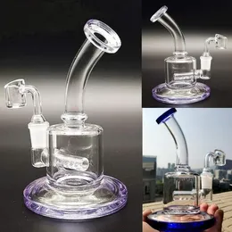 Azul Beaker Base Bong Mini Vidro Bongos de Água Hookahs Recycler Dab Rigs Percolater Pipe Glass 14mm Banger Palm Size Bubbler