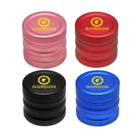 Golden UV Logo Black Aluminum Alloy Herb Grinder Pollen Catcher 56MM 4 Piece Metal Smoking Grinders Tobacco Hand Muller Crusher