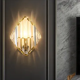 E14 LED Wall Lamps Fixture Crystal Wall Sconce AC85-265Vランプの横にあるベッドルームバスルームライト飾り