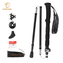 Hitorhike carbon fiber walking sticks camping hiking Ultralight folding Adjustable Telescopic Alpenstocks Trekking Pole 220104