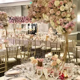 Popular Selling Weddings Gold Mental Floral Flower Stand Design Decoration For Wedding Stage Centerpiece Decoration senyu933