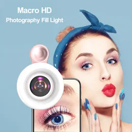 Universal 3-in-1 Fisheye Wide Angle Phone Lens Macro Fill Light LQ-190 Macro Mobile Phone Lens Fill Light For All Smart Phones