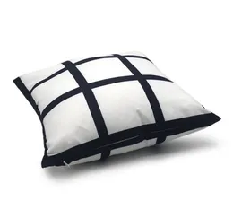 9 Panelkudde Skal Blank Sublimation Pillow Case Black Grid Woven Polyester Värmeöverföring Kudde Skyddskålar 40 * 40cm SN1736