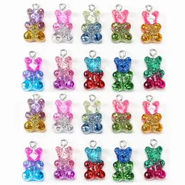 50pcs Cute Gummy Bear Charms Flat Back Resin Necklace Pendant Earring Charms For DIY Decoration 11*22mm