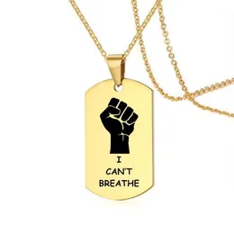 Hängsmycke Halsband Jag kan inte andas halsband Amerikansk protest Svart Living Matter Stainless Steel Badge Smycken 60cm1