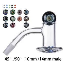 Başlık Kuvars Banger 2mm Kalın Sigara Aksesuarları 45 90 Derece Eğimli Kenar 10mm 14mm Erkek Ortak Ile Spinner Yakut Pearlss Blender Spin Tırnak