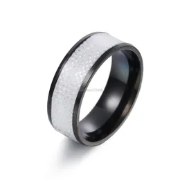 Black Stainless steel Shiny spot ring bands contrast color black rings for women men fashion jewelry will and sandy new