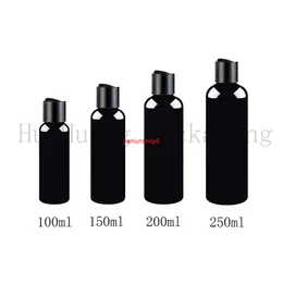 50pc 100/150/200 / 250ml bottiglia di lozione cosmetica in plastica nera vuota con coperchio a vite per shampoo contenitori in PET pacchetto di gel doccia