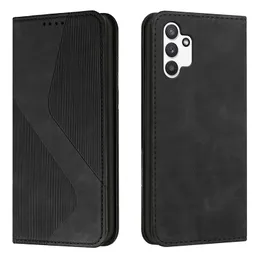 Skin Feel S Line magnetische Leder-Flip-Wallet-Hüllen für Samsung A32 A52 A72 A22 A12 A42 S21 PLUS S21FE Halter ID-Kartenfach