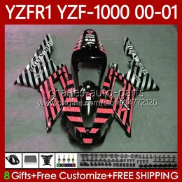 OEM Body Kit ل Yamaha YZF-1000 YZF-R1 YZF 1000 CC R 1 2000 2001 2002 2003 هيكل السيارة 83NO.142 YZF R1 أحمر فضي أحمر 1000CC 00-03 YZF1000 YZFR1 00 01 02 03 دراجة نارية