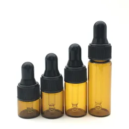 1ml 2ml 3ml 5ml Mini Empty Dropper Glass Bottles Vials Portable Aromatherapy Essential Oil Bottle with Glass Eye Dropper Bulk Stock on